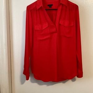 Ann Taylor Dark Orange Long-sleeved Blouse